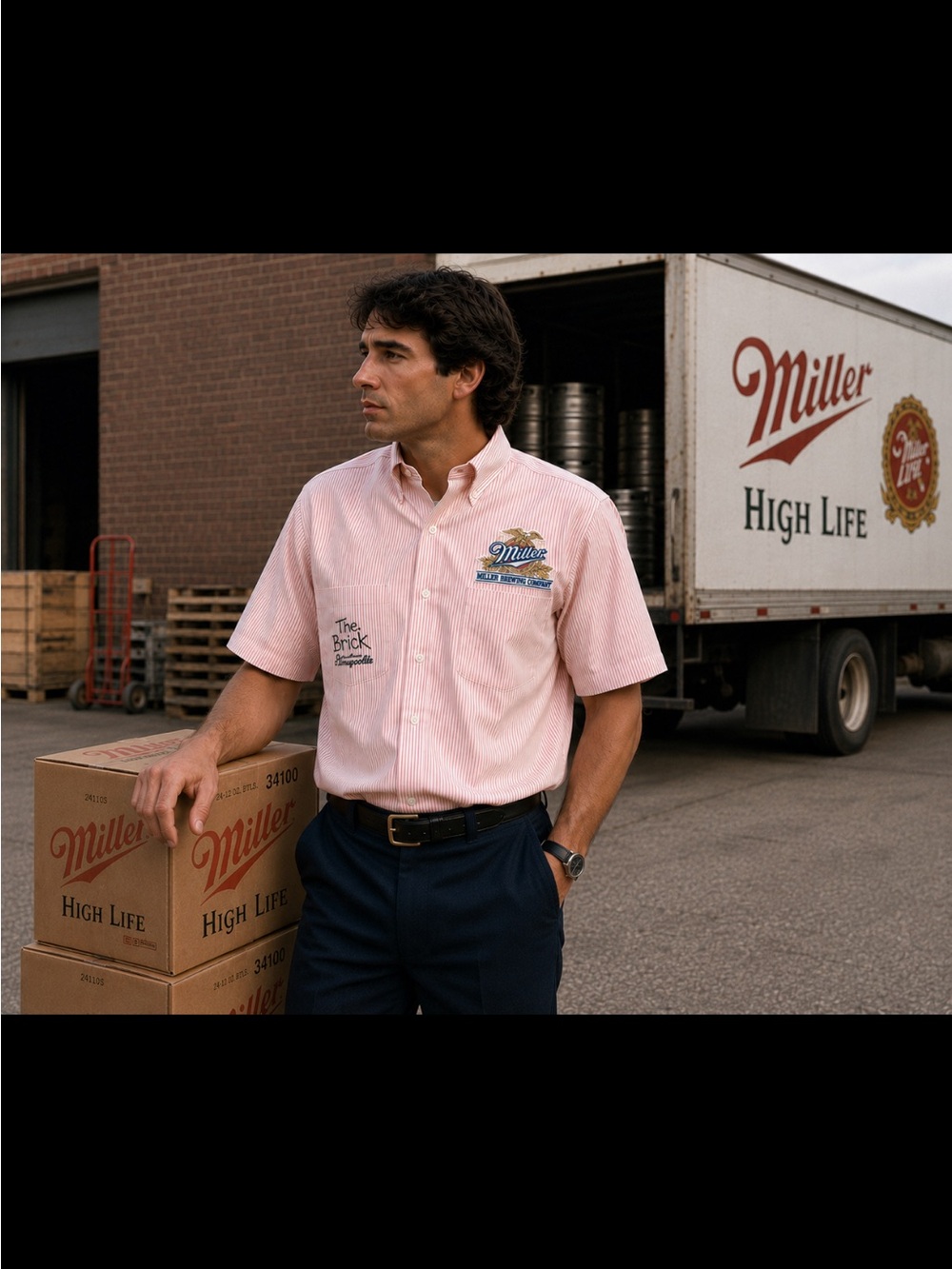 Rare~ 1980’s Vintage Miller Brewing Company Employee Uniform Shirt Size XL